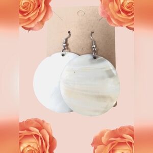 Genuine Shell Mother of Pearl Disk Earrings